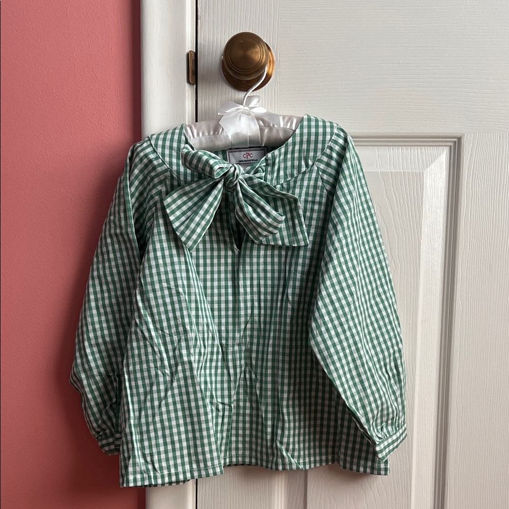 CPC Green Checked Girls Shirt with Bow